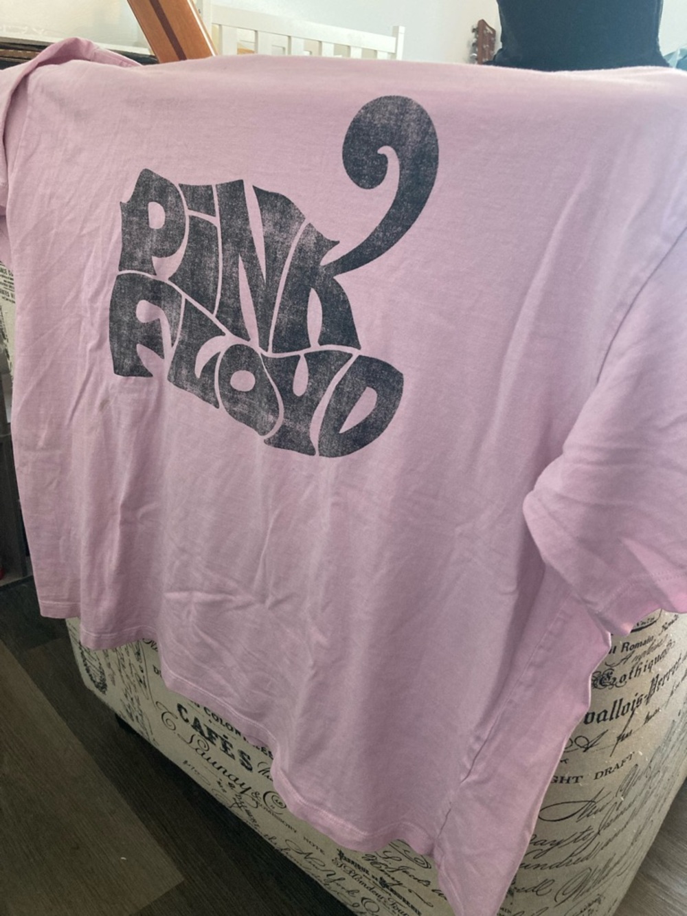 H&M Pink Floyd Short Sleeve Graphic Tee - Light Pink with Black Print